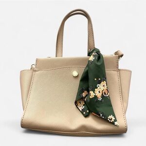 Steve Madden Beige/Cream Handbag with Floral Scarf Accent